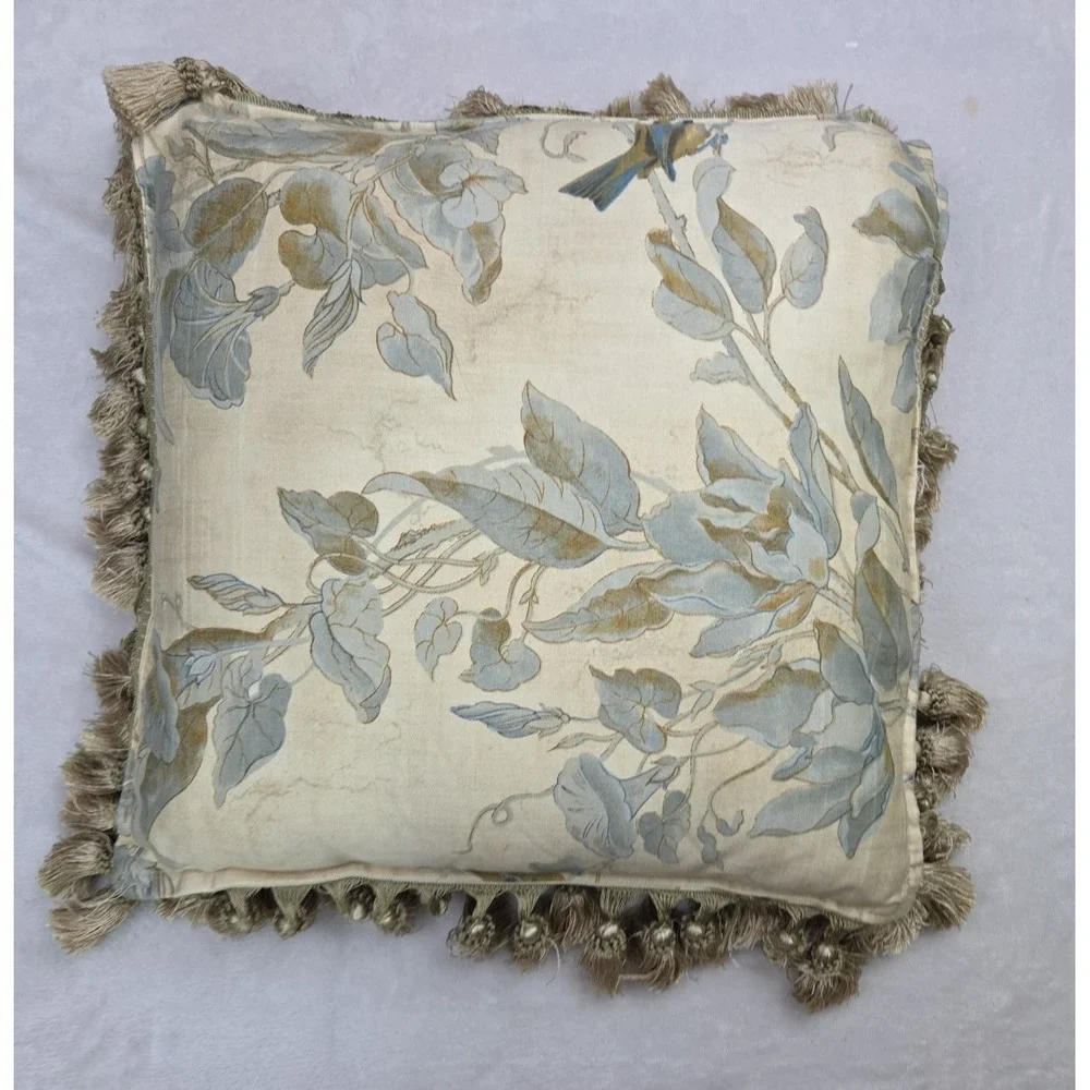 Windsong Heritage House Bird Leaf‎ Pillow Tassel Fringe 17